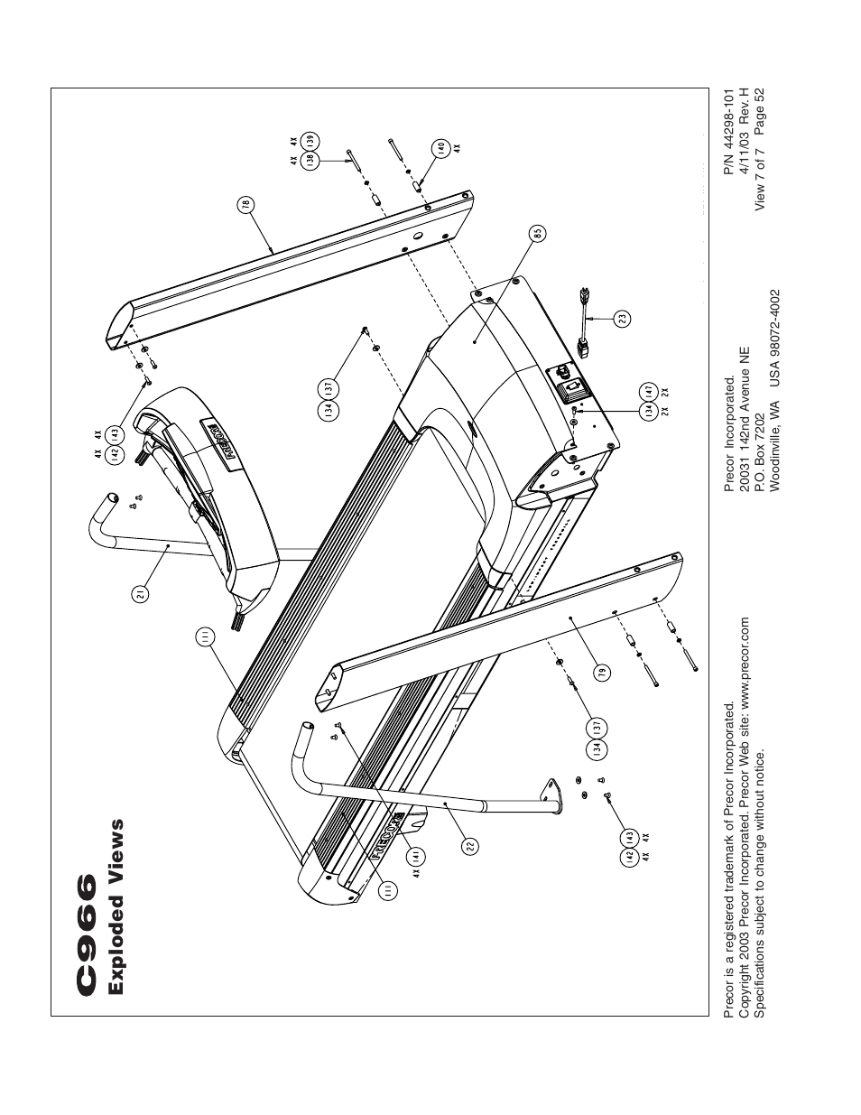 Exploded views | Precor C966 User Manual | Page 52 / 56