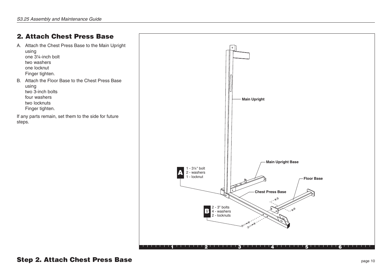 Attach chest press base, Step 2. attach chest press base | Precor Strength-Training S3.25 User Manual | Page 10 / 44