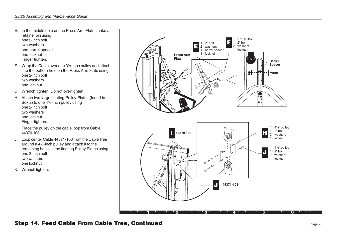 Step 14. feed cable from cable tree, continued e | Precor Strength-Training S3.25 User Manual | Page 28 / 44