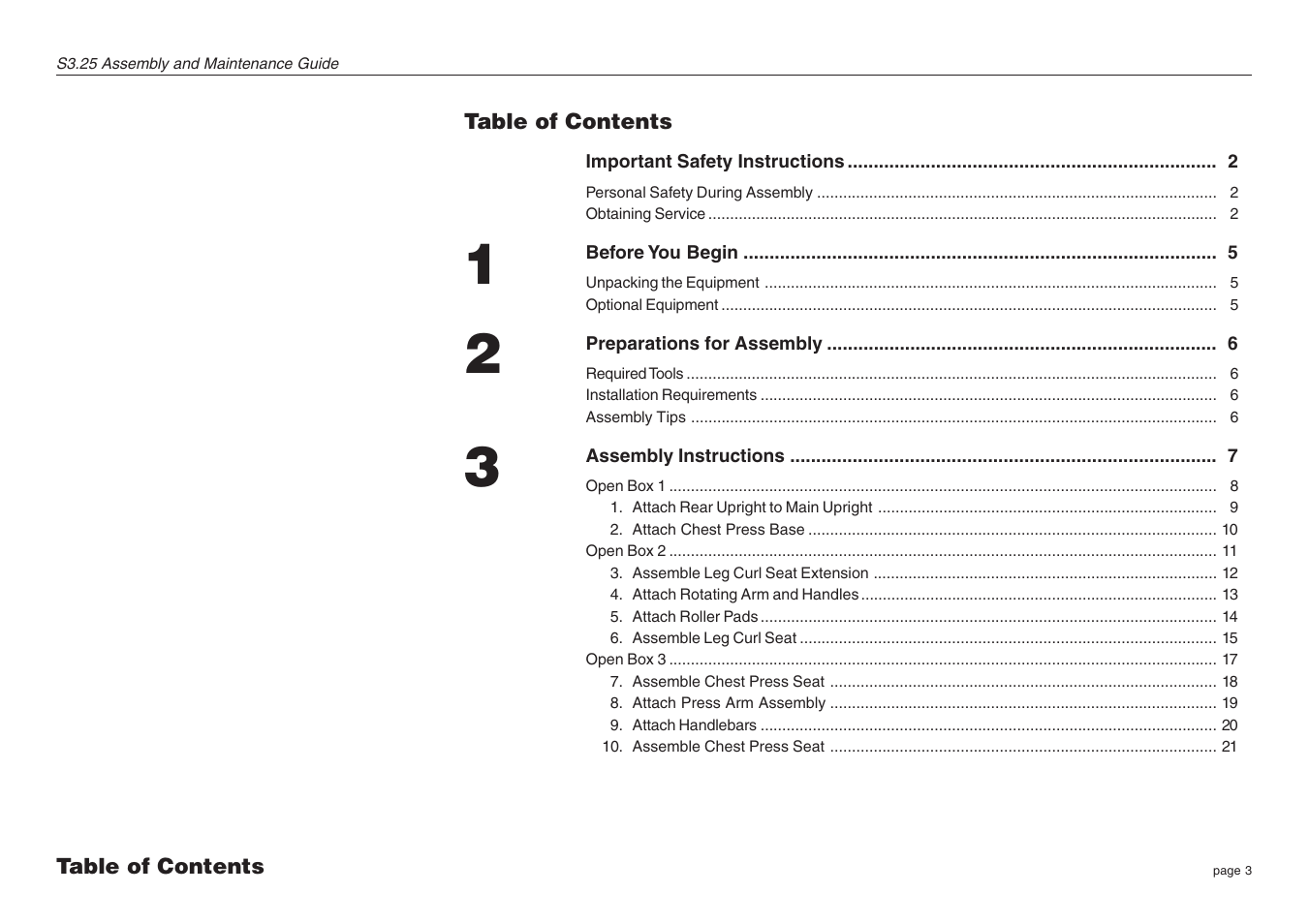 Precor Strength-Training S3.25 User Manual | Page 3 / 44