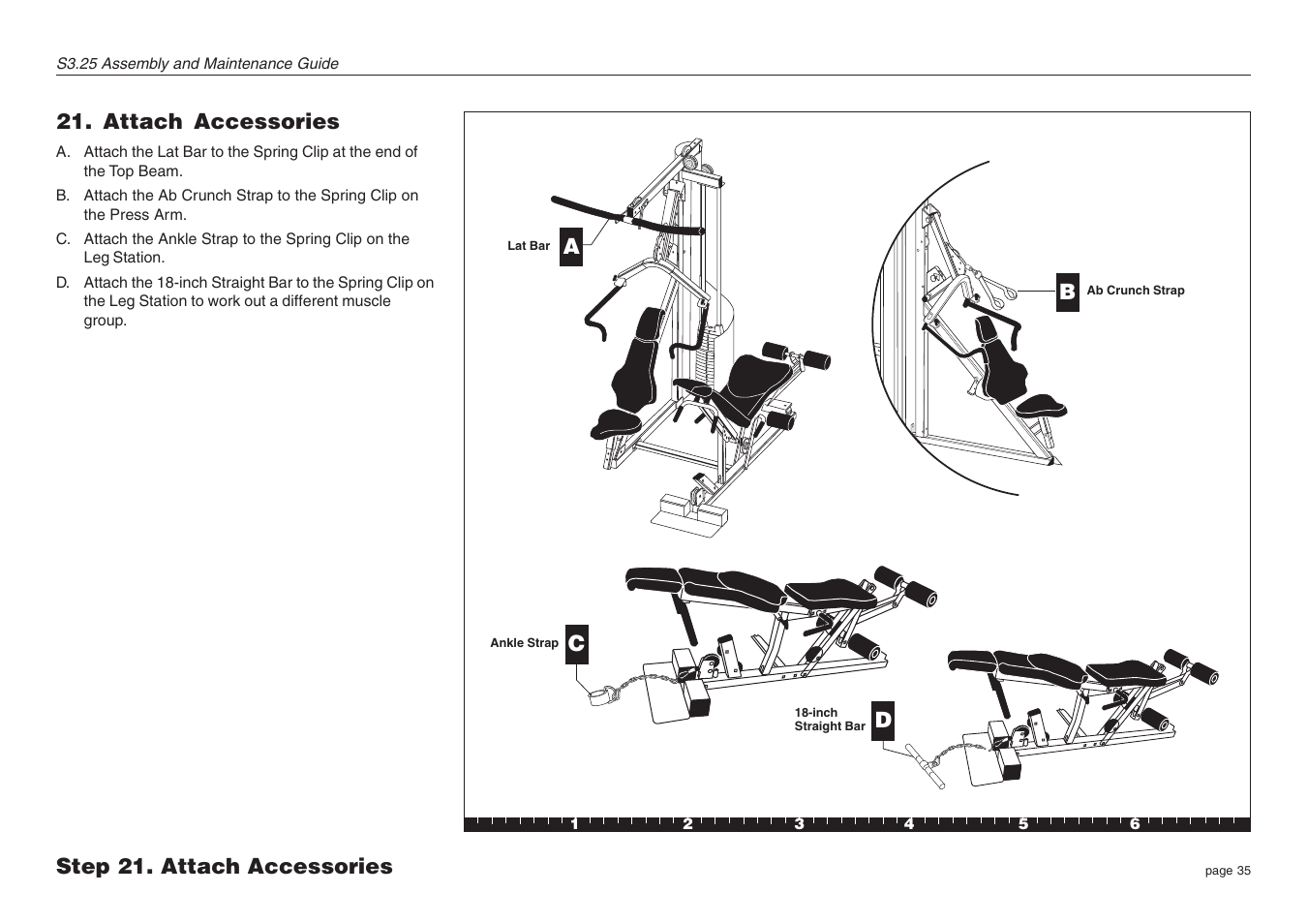 Attach accessories, Step 21. attach accessories a | Precor Strength-Training S3.25 User Manual | Page 35 / 44
