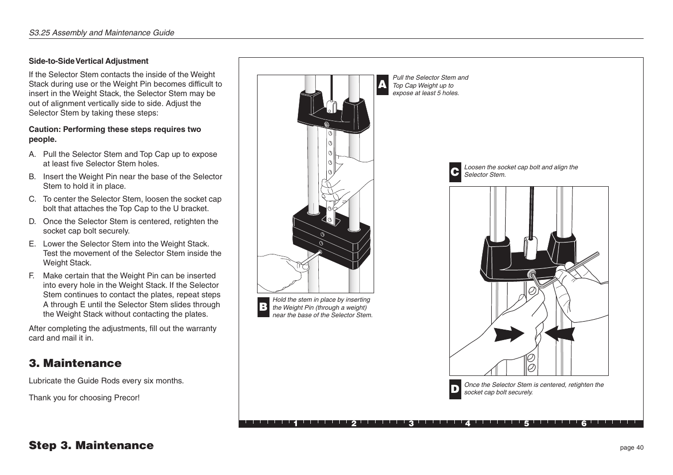Maintenance, Step 3. maintenance a b | Precor Strength-Training S3.25 User Manual | Page 40 / 44