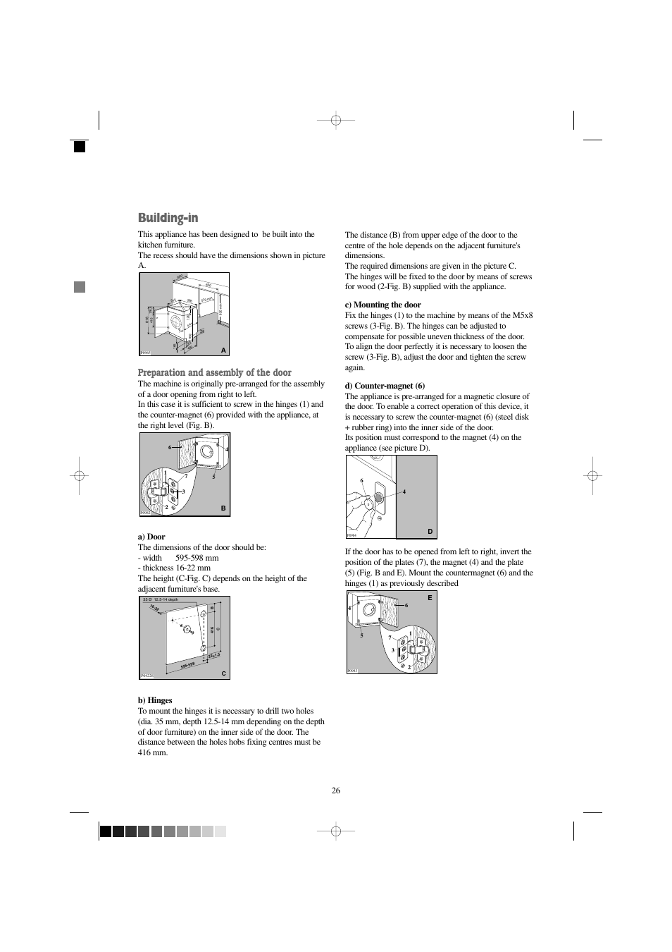 Building-in, Preparation and assembly of the door | Prima Donna Designs LPR 710 User Manual | Page 26 / 28