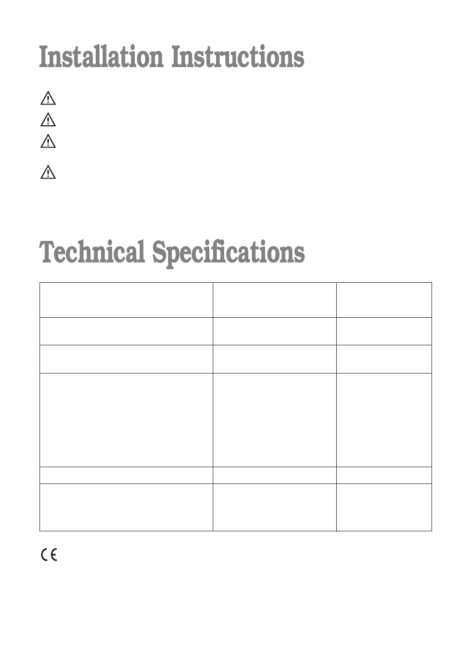 Installation instructions technical specifications | Prima Donna Designs LPR 721 User Manual | Page 24 / 31