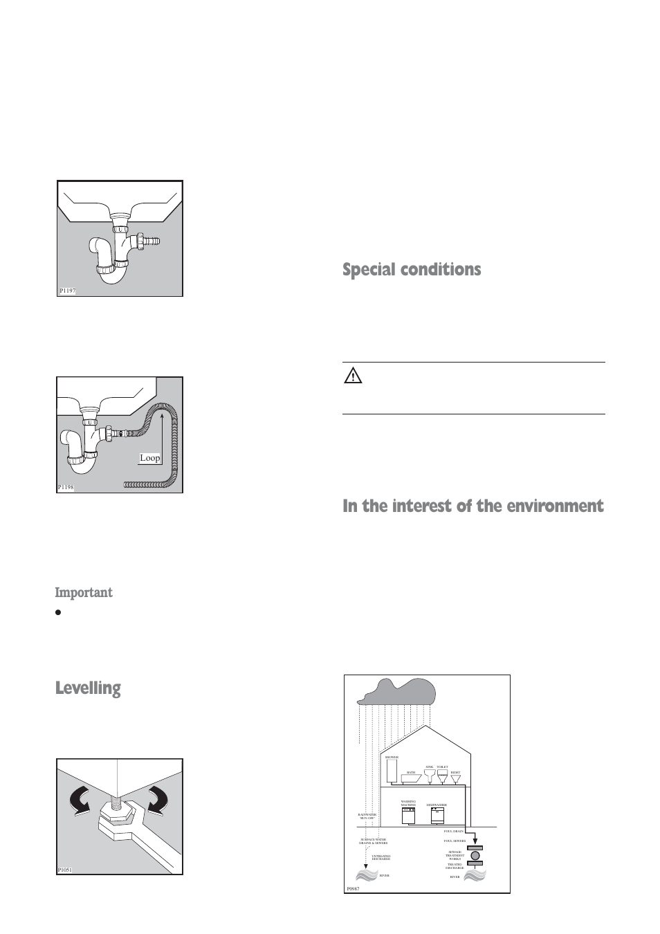 Levelling, Special conditions, Important | Prima Donna Designs LPR 721 User Manual | Page 27 / 31