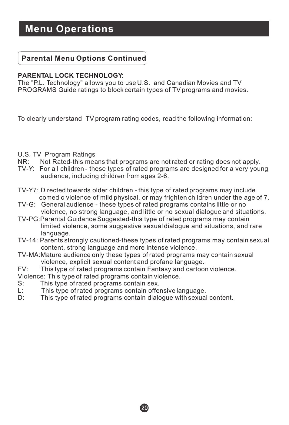 Menu operations | Prima Donna Designs LV-1510P User Manual | Page 24 / 38