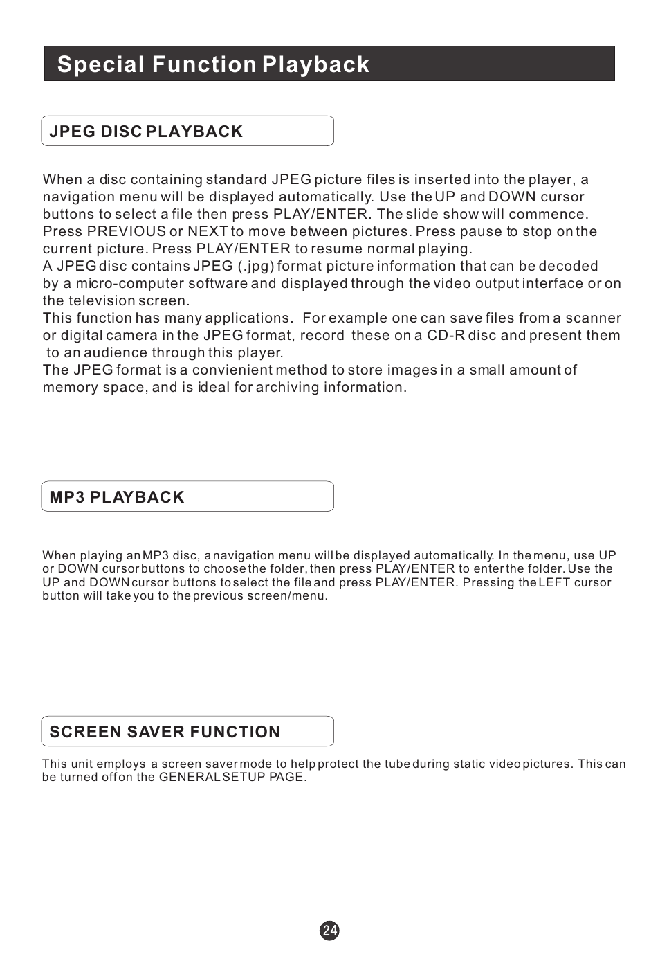 Special function playback | Prima Donna Designs LV-1510P User Manual | Page 28 / 38