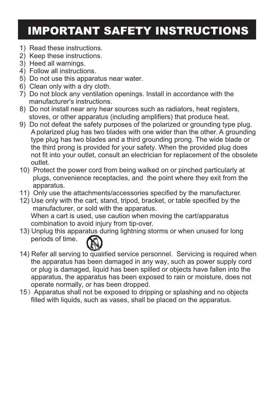 Important safety instructions | Prima Donna Designs LV-1510P User Manual | Page 3 / 38