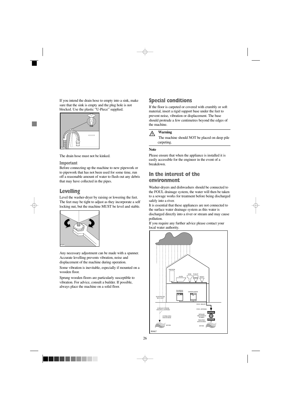 Levelling, Special conditions, Important | Prima Donna Designs LPR 720 User Manual | Page 26 / 30