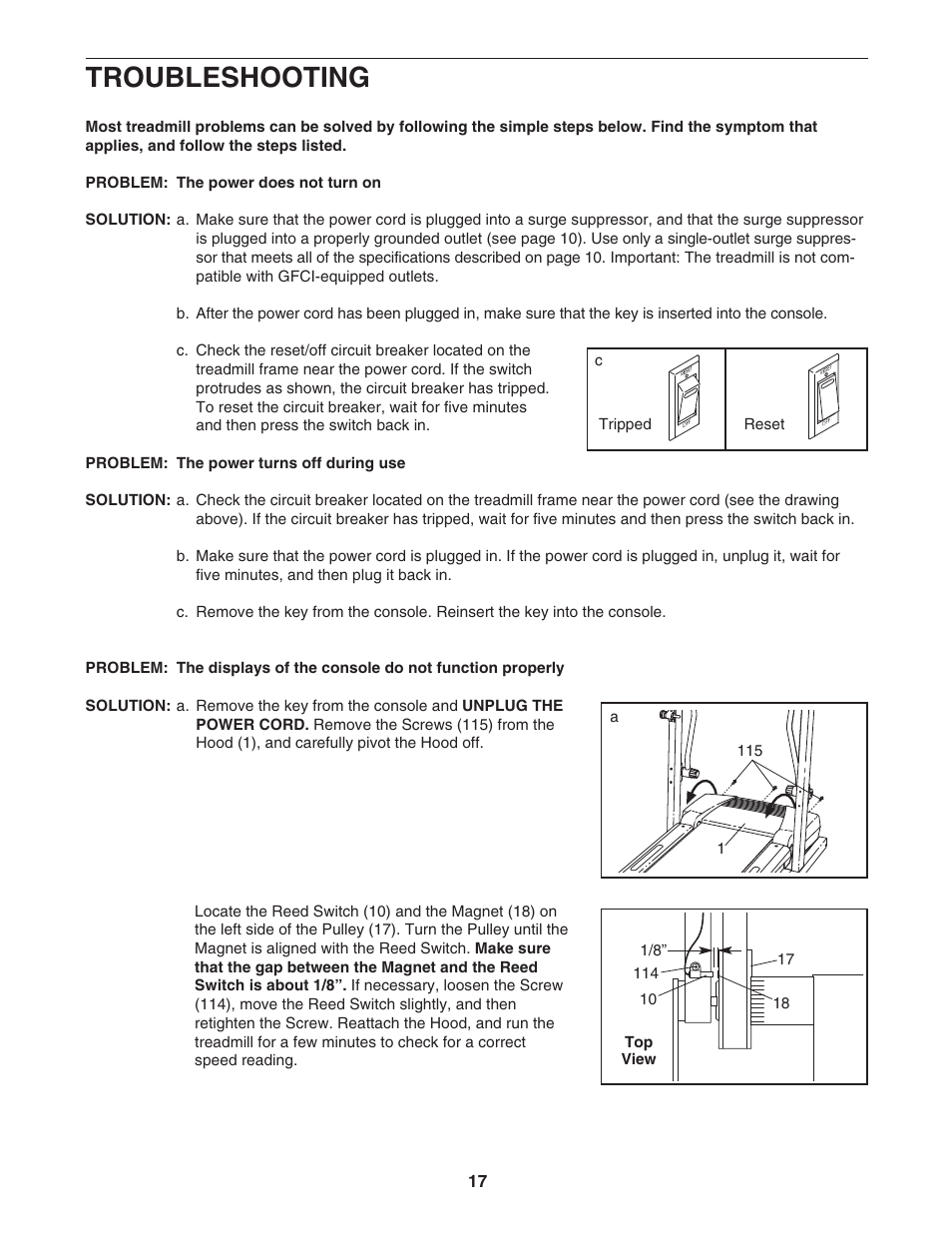 Troubleshooting | ProForm 29633.1 User Manual | Page 17 / 24