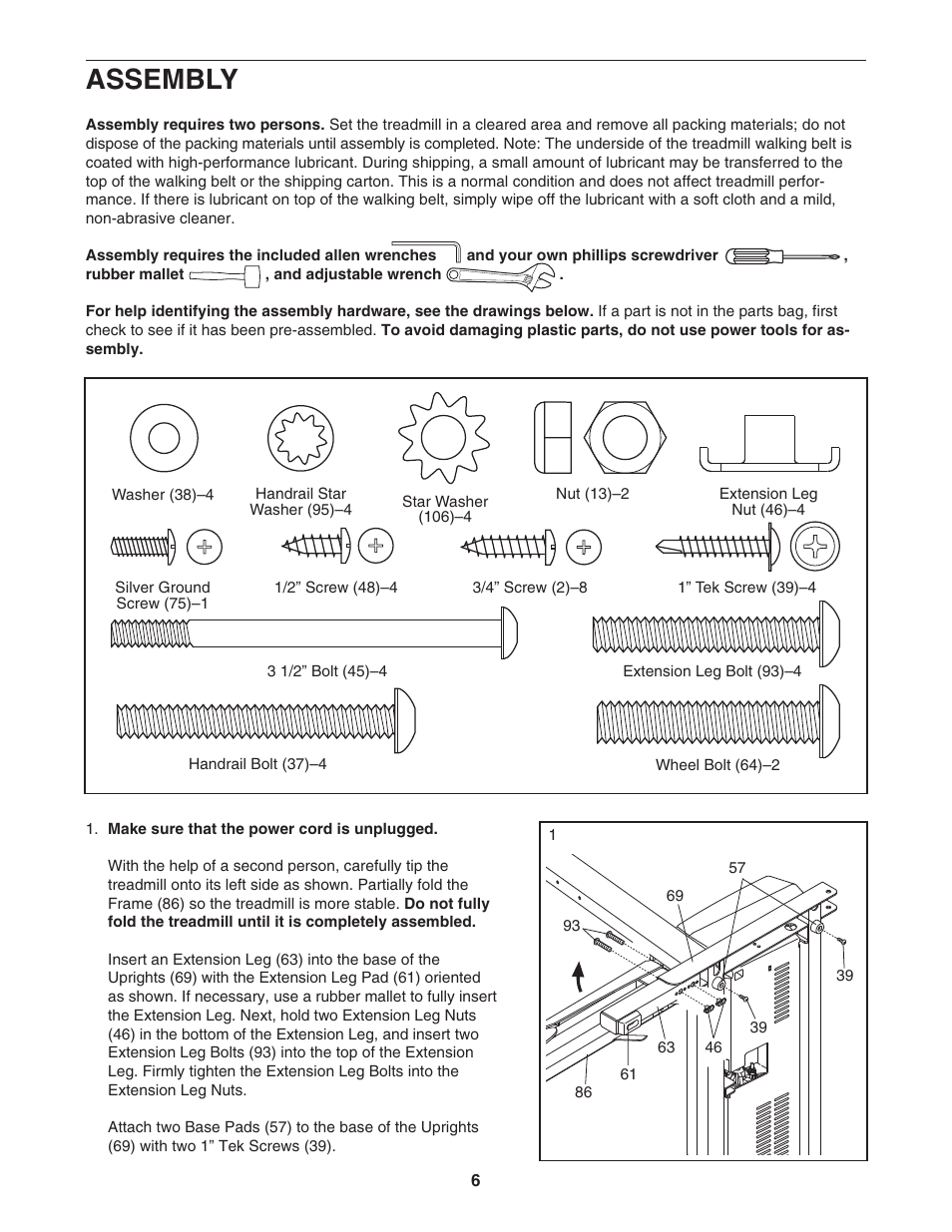 Assembly | ProForm 29633.1 User Manual | Page 6 / 24