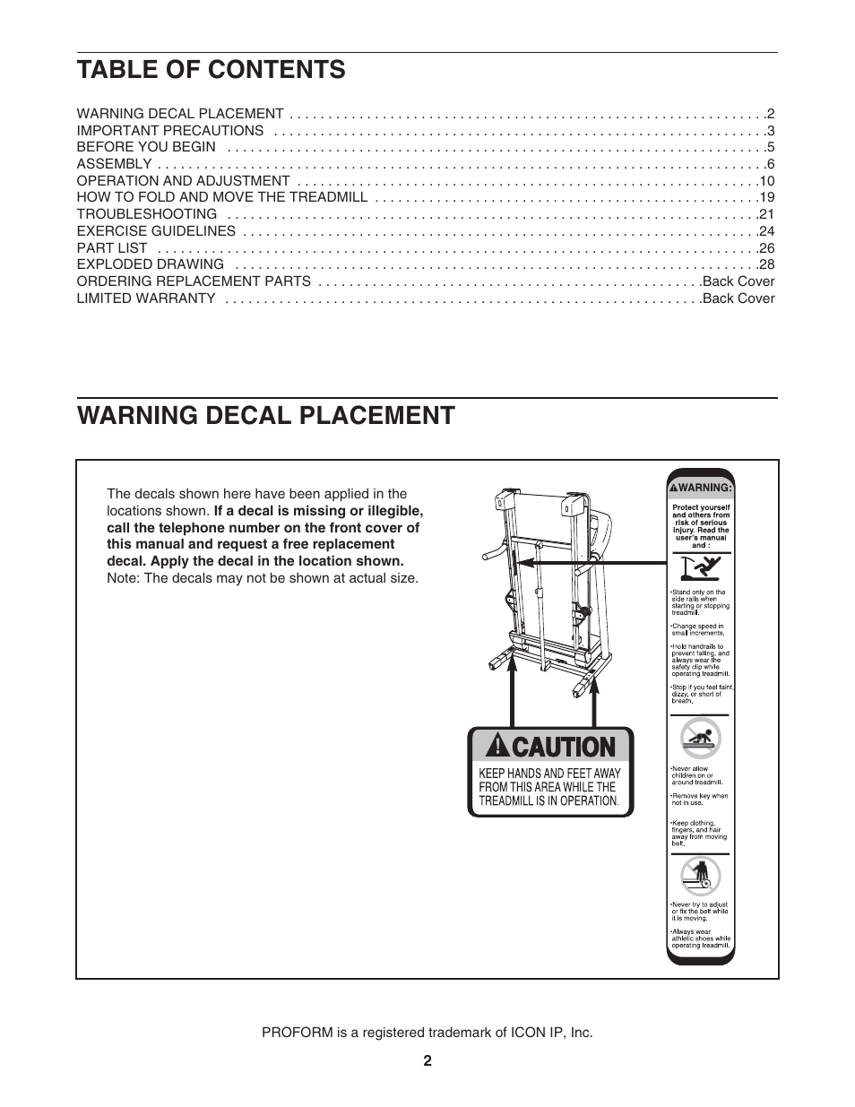 ProForm 775 CT PFTL72707.0 User Manual | Page 2 / 32