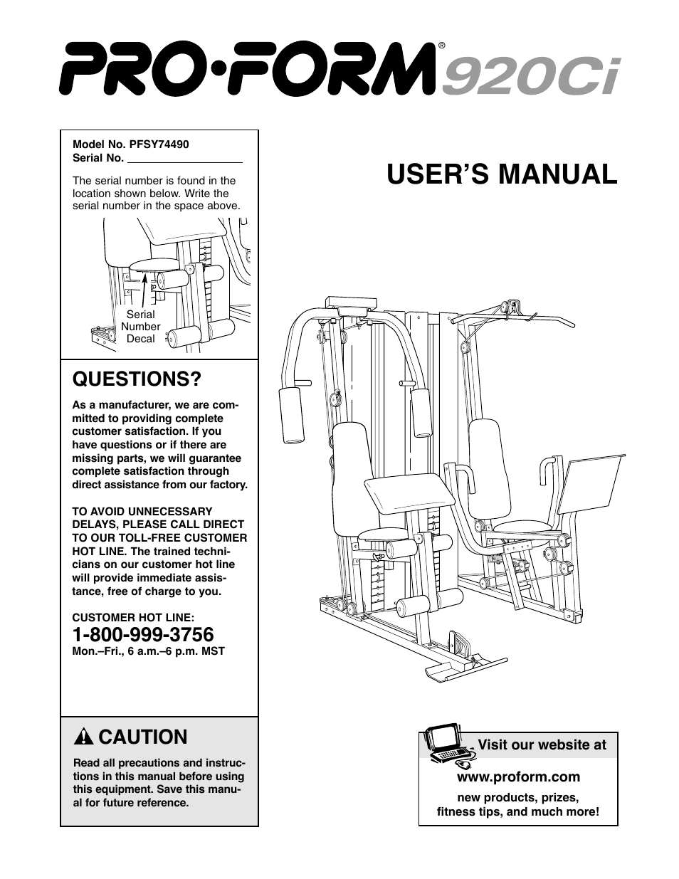 ProForm PFSY74490 User Manual | 33 pages