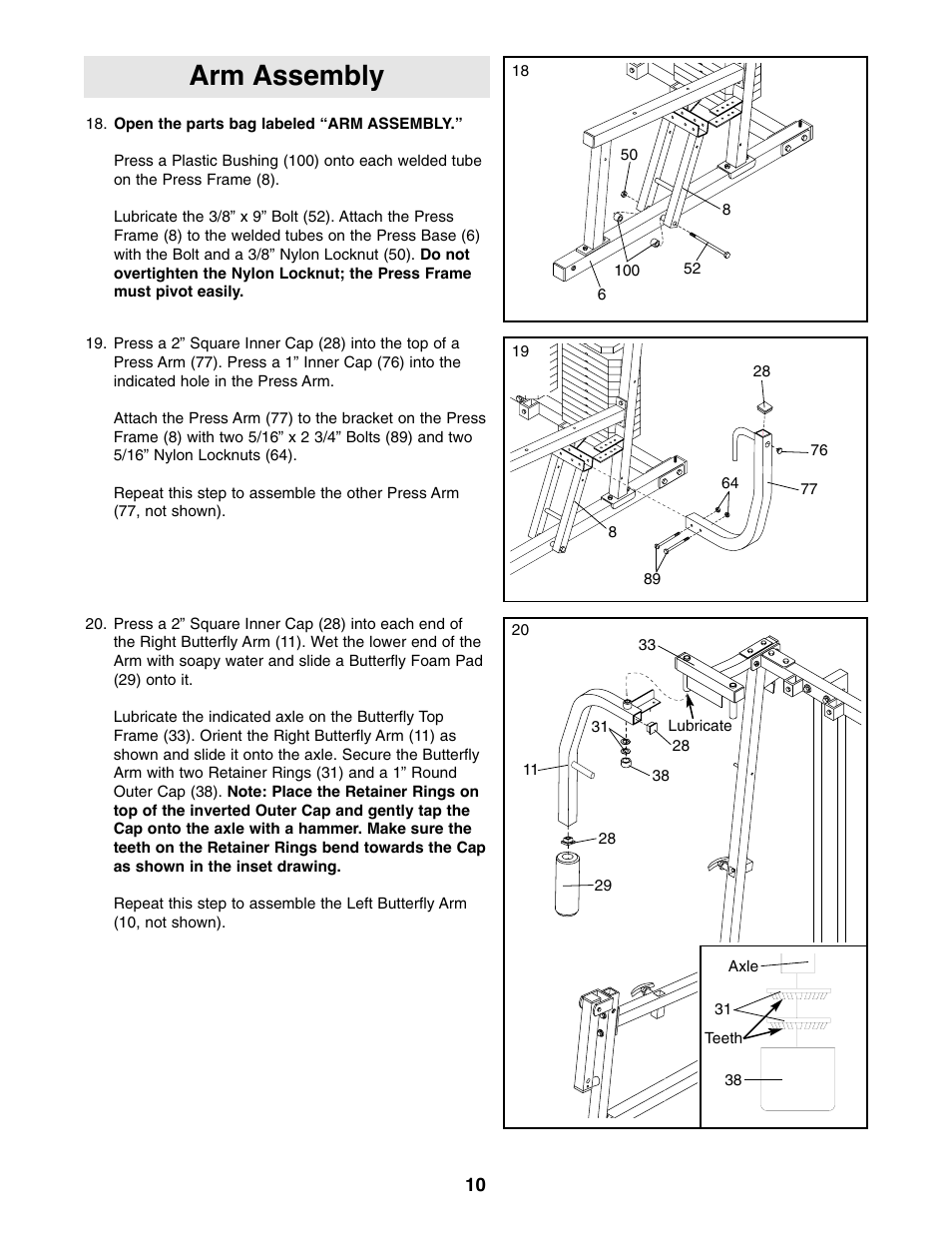 Arm assembly | ProForm PFSY74490 User Manual | Page 10 / 33