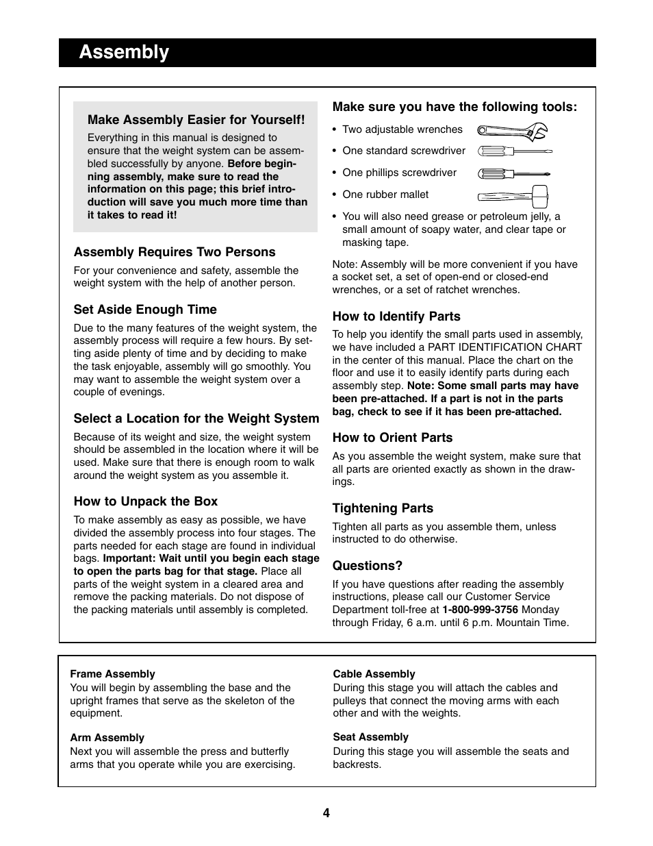 Assembly | ProForm PFSY74490 User Manual | Page 4 / 33