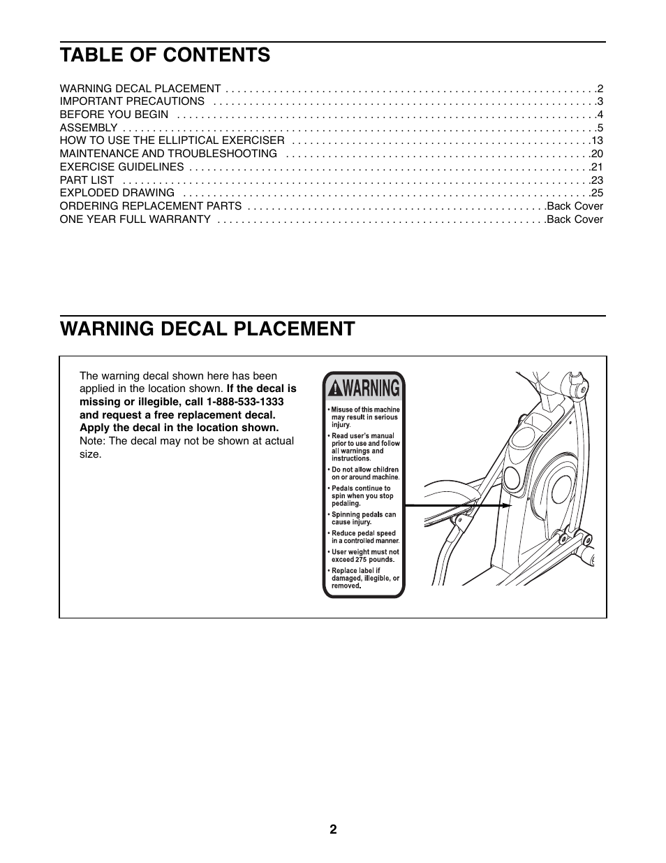 ProForm StrideClimber 831.23745.0 User Manual | Page 2 / 28