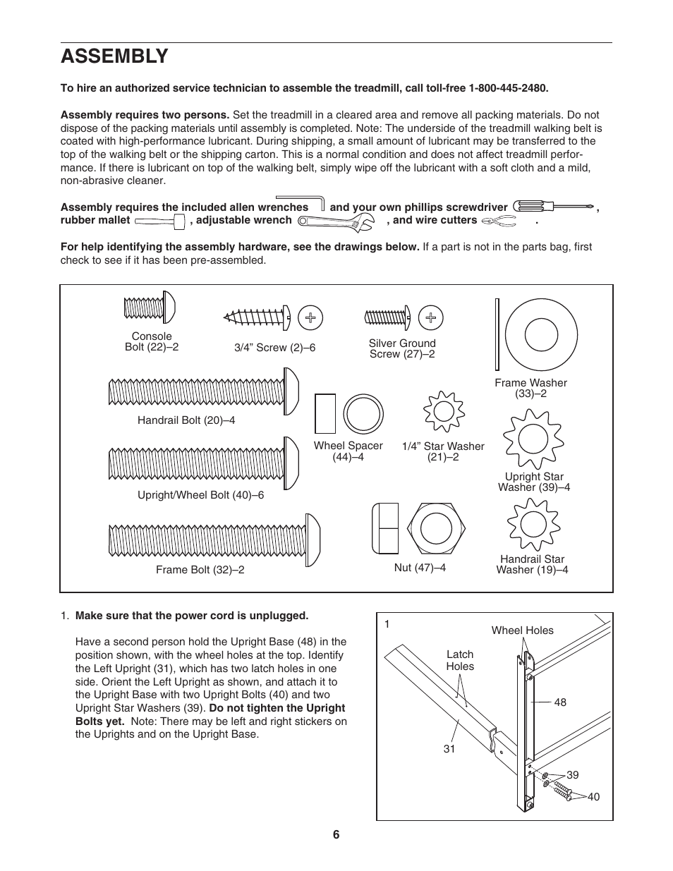 Assembly | ProForm 495Pi PFTL33105.0 User Manual | Page 6 / 22