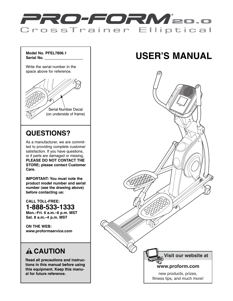 ProForm PFEL7806.1 User Manual | 28 pages