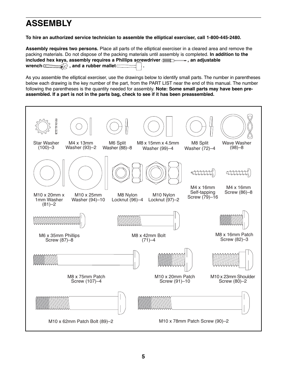 Assembly | ProForm PFEL7806.1 User Manual | Page 5 / 28