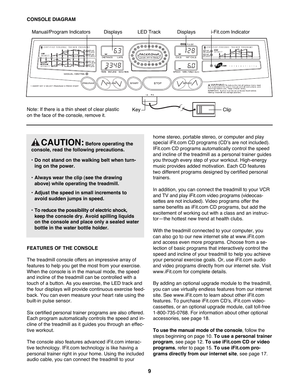 Caution | ProForm 730CS 831.299271 User Manual | Page 9 / 26