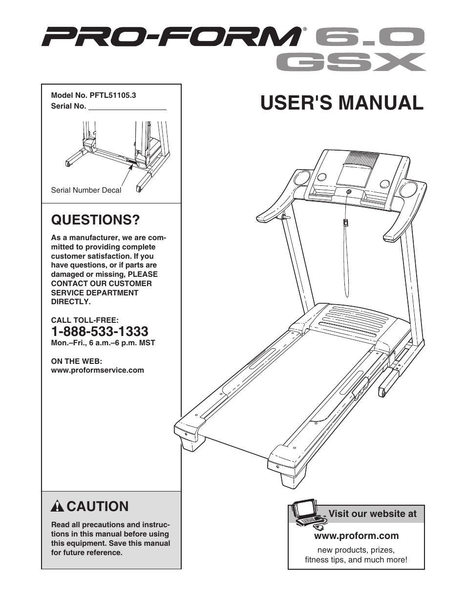 ProForm 6.0 GSX PFTL51105.3 User Manual | 26 pages