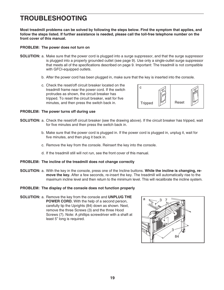 Troubleshooting | ProForm 6.0 GSX PFTL51105.3 User Manual | Page 19 / 26
