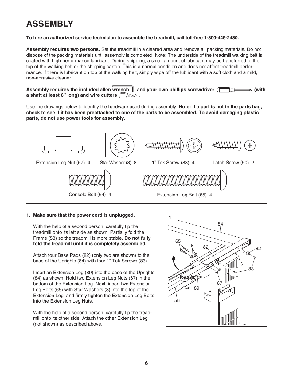 Assembly | ProForm 6.0 GSX PFTL51105.3 User Manual | Page 6 / 26