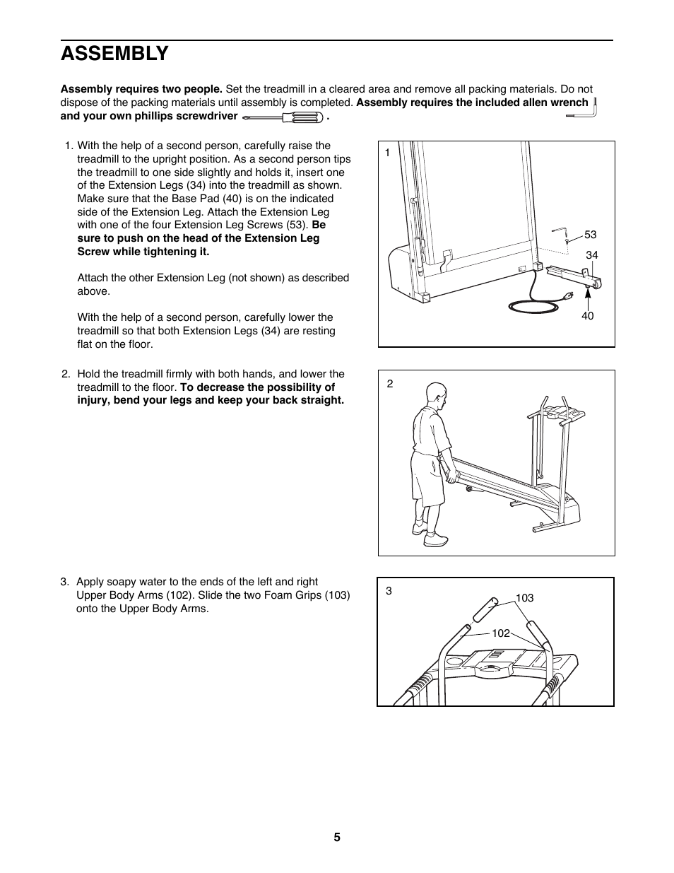 Assembly | ProForm 831.298061 User Manual | Page 5 / 18