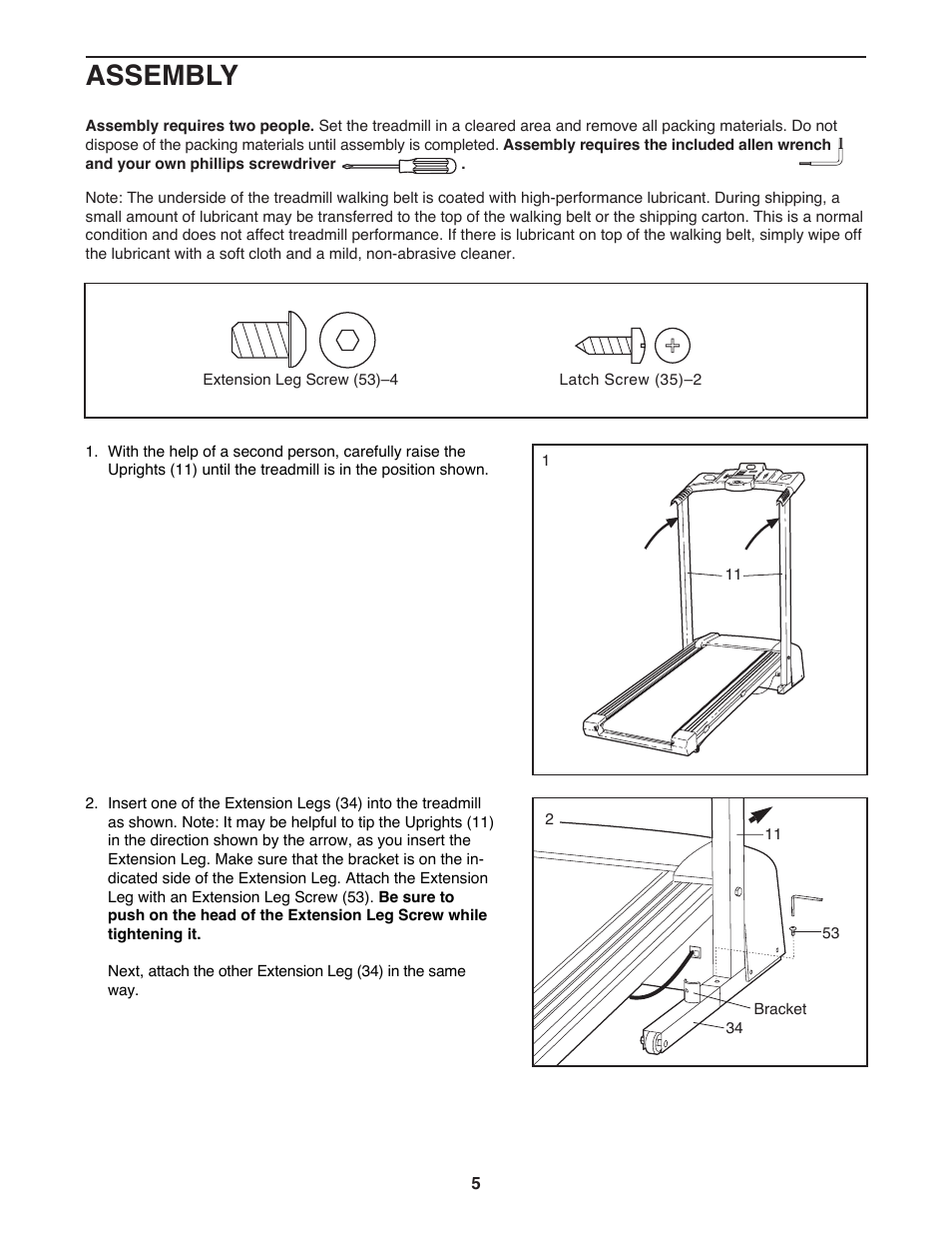 Assembly | ProForm 831.299220 User Manual | Page 5 / 18