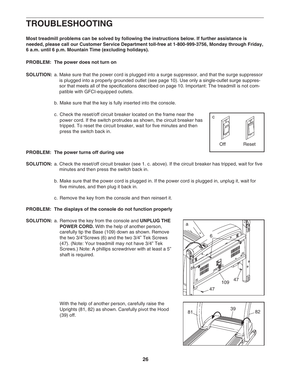 Troubleshooting | ProForm 530 PFTL51233 User Manual | Page 26 / 34