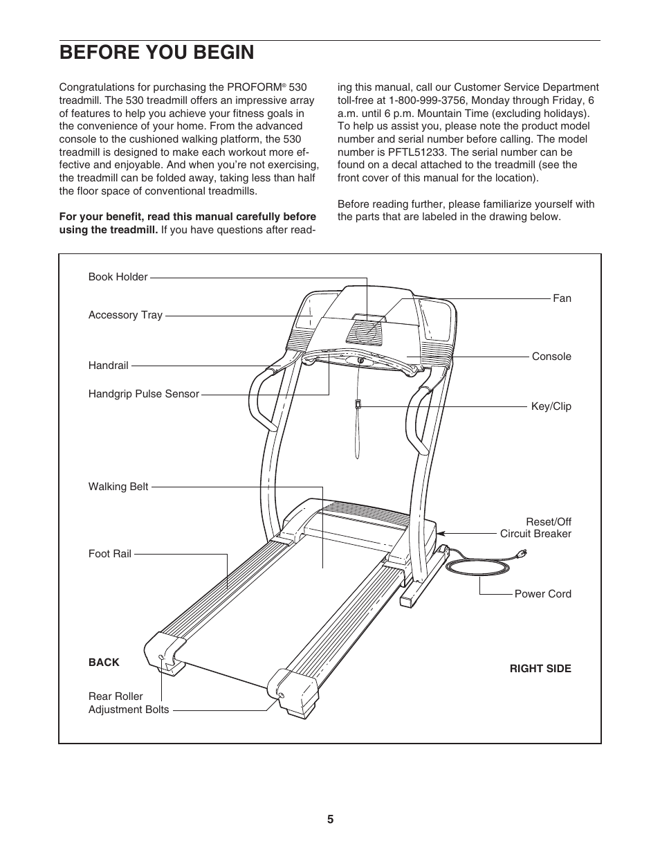 Before you begin | ProForm 530 PFTL51233 User Manual | Page 5 / 34