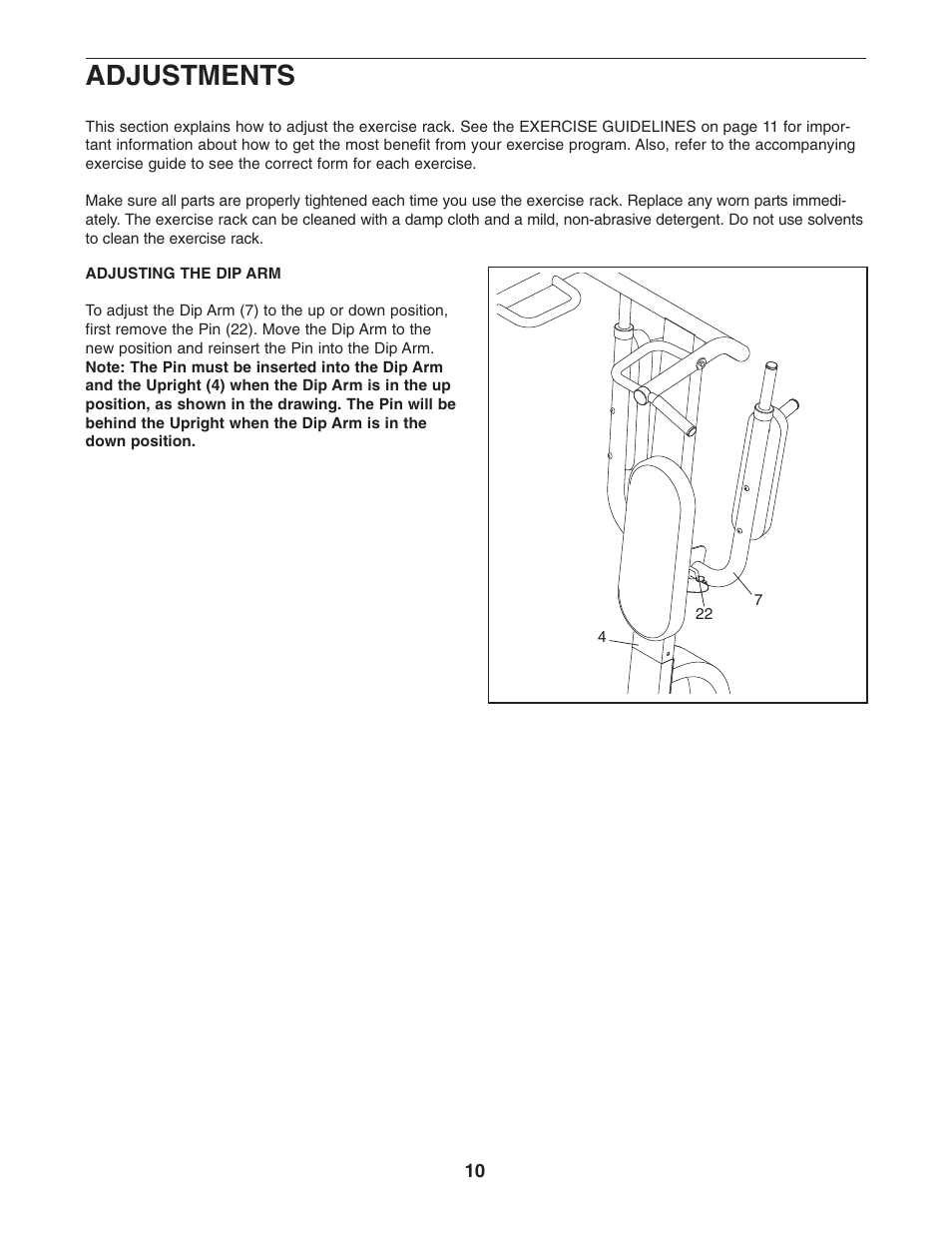 Adjustments | ProForm PFBE1416.0 User Manual | Page 10 / 16