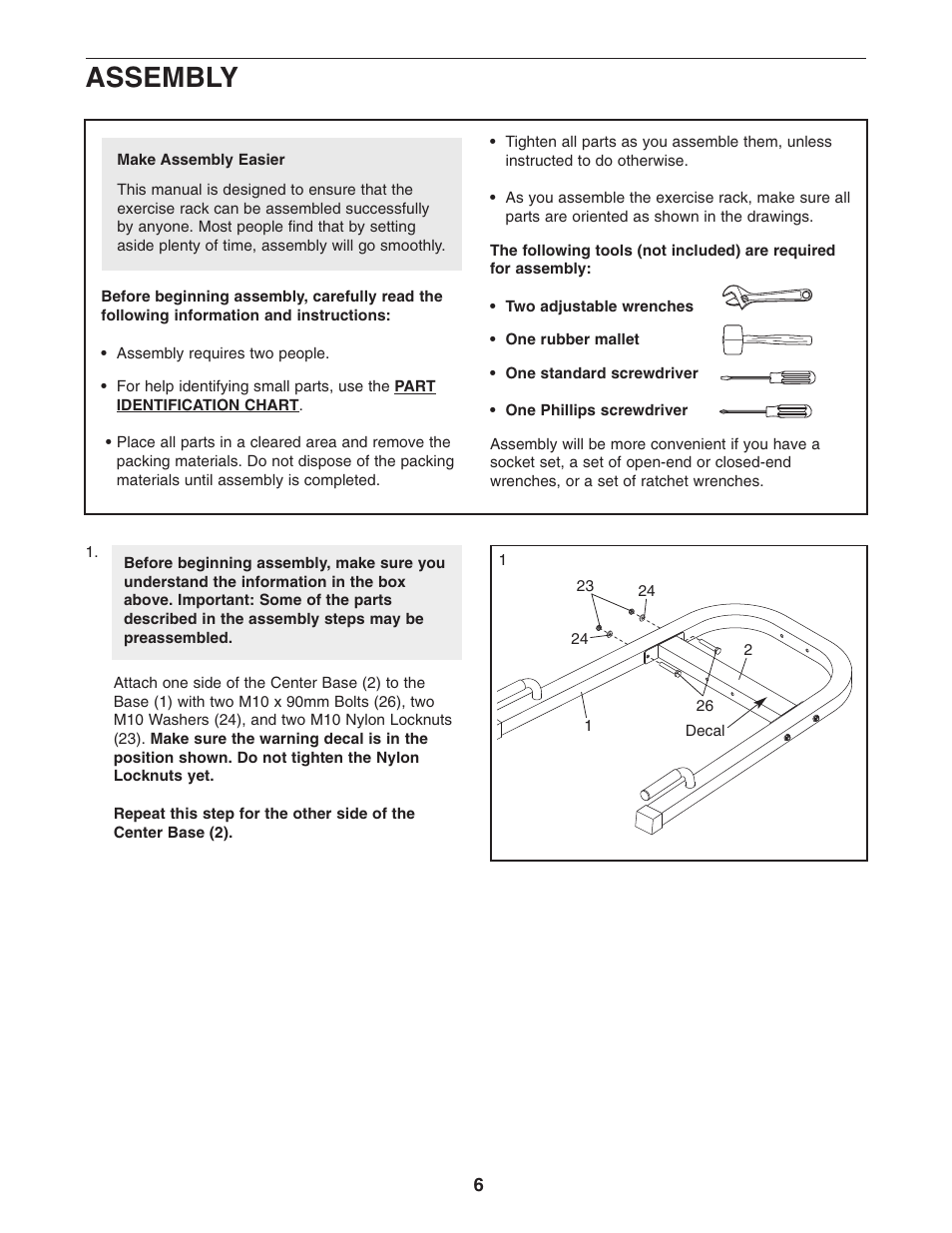 Assembly | ProForm PFBE1416.0 User Manual | Page 6 / 16