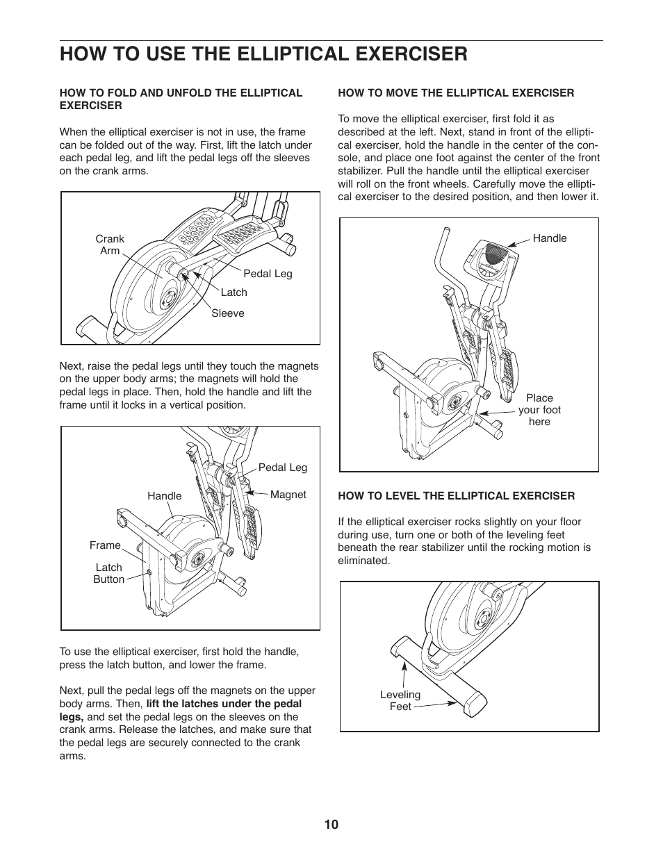 How to use the elliptical exerciser | ProForm PFEL5105.1 User Manual | Page 10 / 24