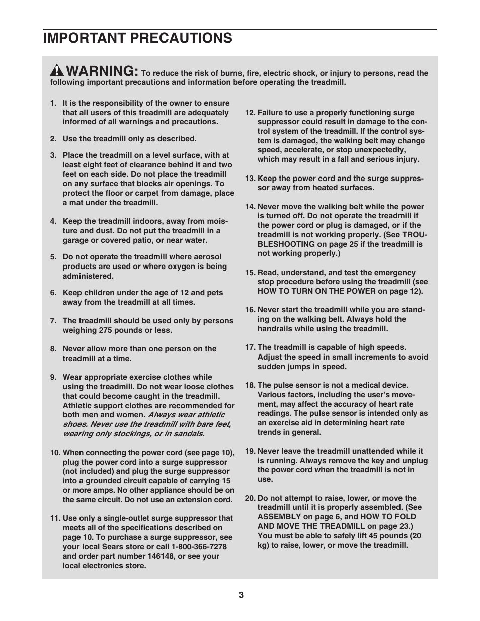 Warning, Important precautions | ProForm 831.29604.2 User Manual | Page 3 / 30