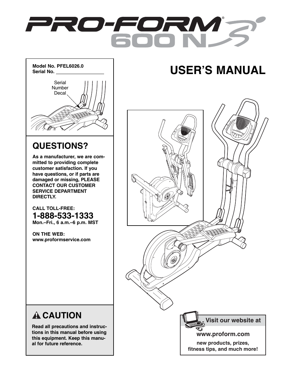 ProForm 600 N PFEL6026.0 User Manual | 24 pages