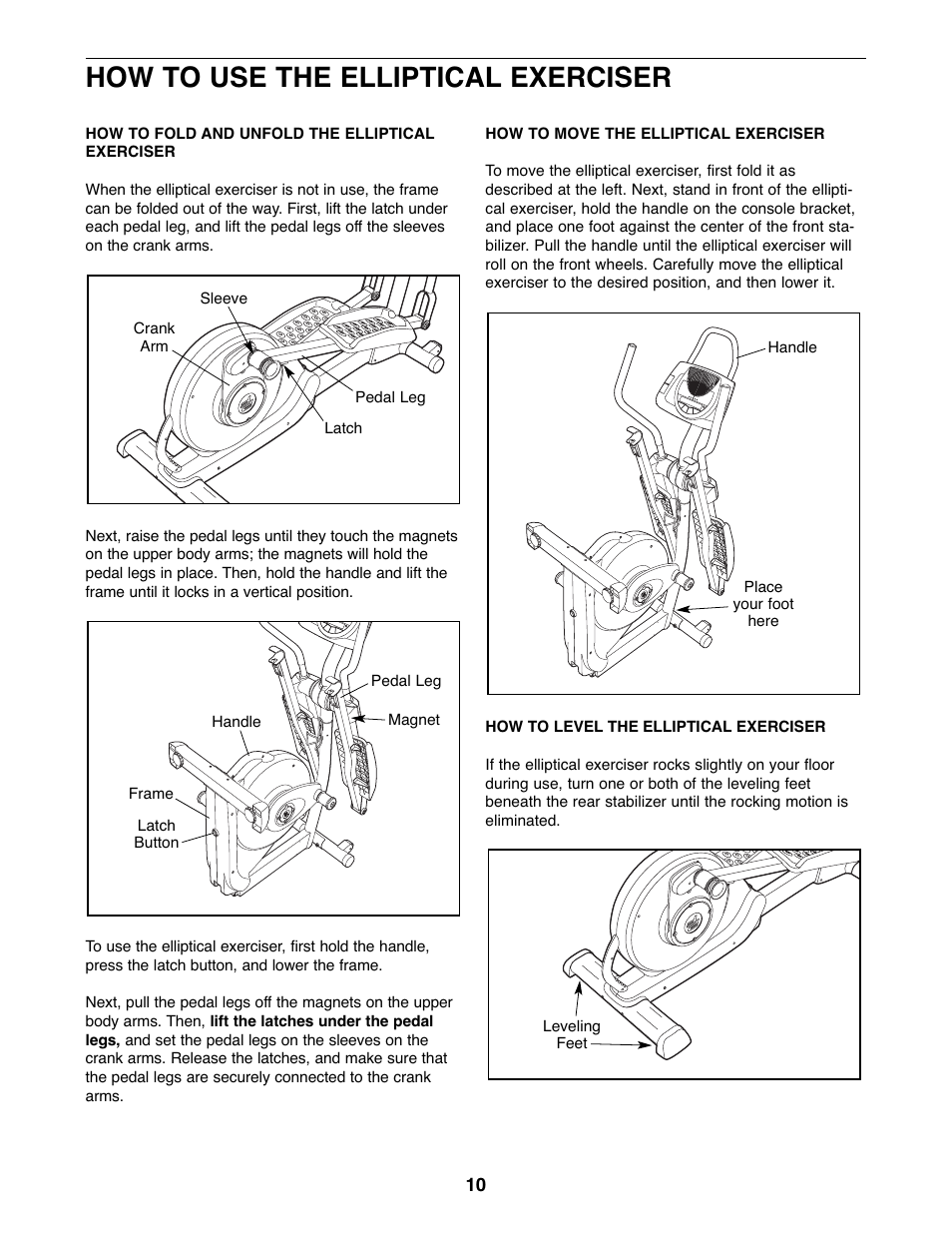 How to use the elliptical exerciser | ProForm 600 N PFEL6026.0 User Manual | Page 10 / 24