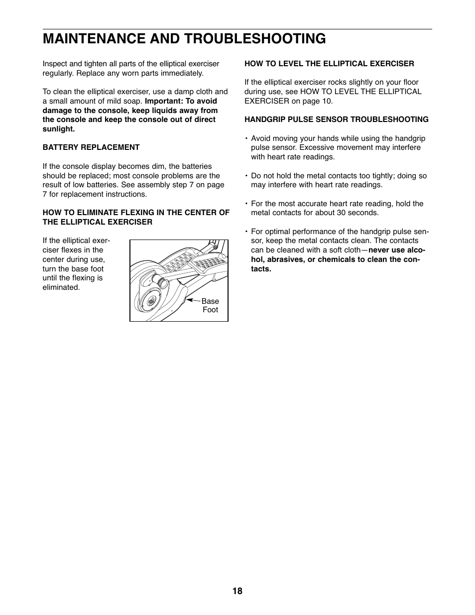 Maintenance and troubleshooting | ProForm 600 N PFEL6026.0 User Manual | Page 18 / 24