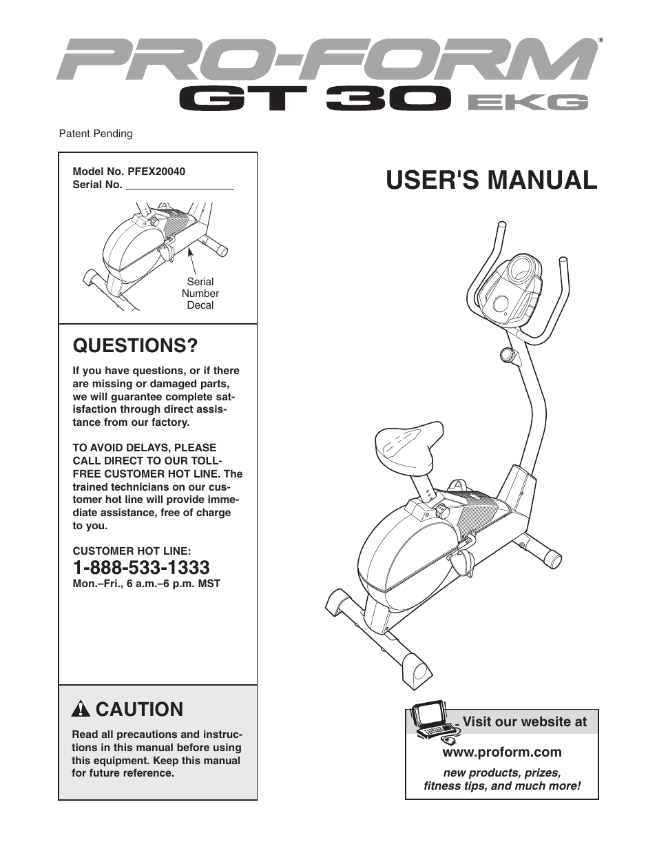 ProForm GT 30 User Manual | 16 pages