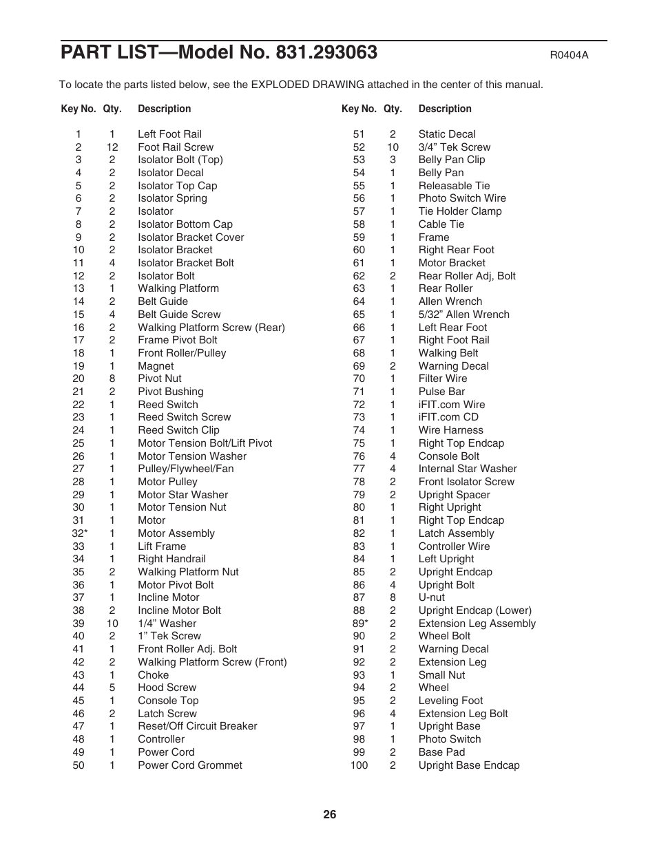 ProForm 580X 831.293063 User Manual | Page 26 / 30