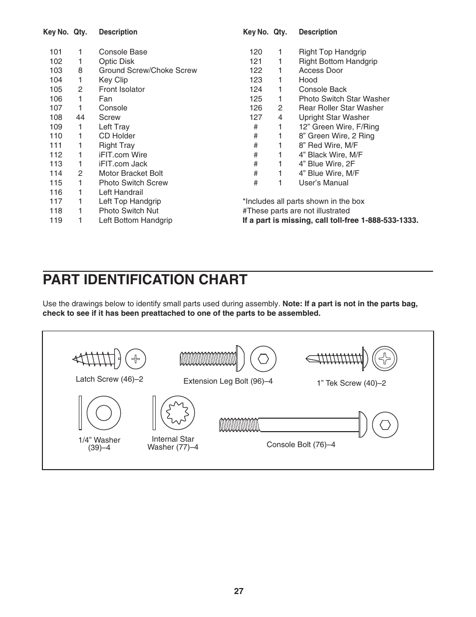 Part identification chart | ProForm 580X 831.293063 User Manual | Page 27 / 30