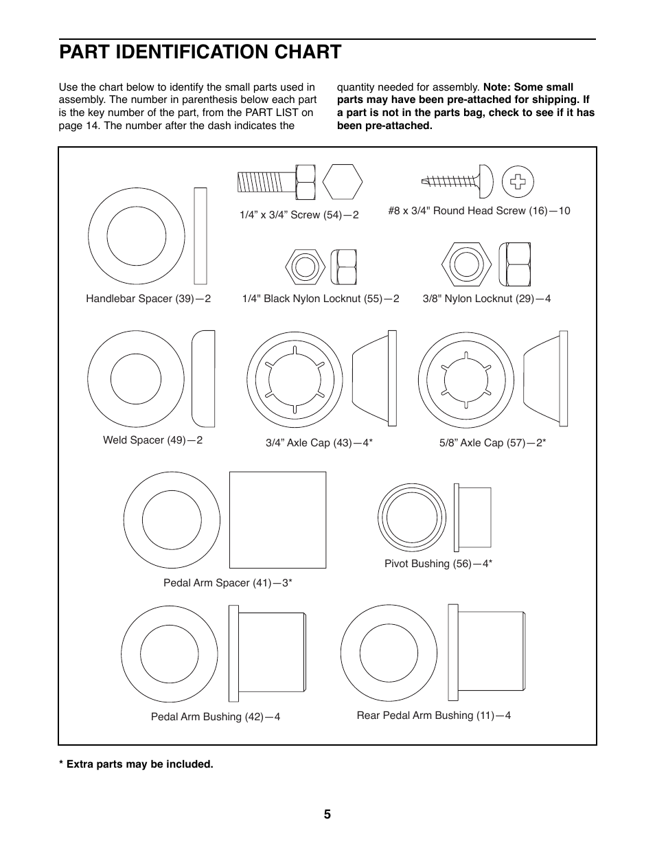 Part identification chart | ProForm 831.285735 User Manual | Page 5 / 16