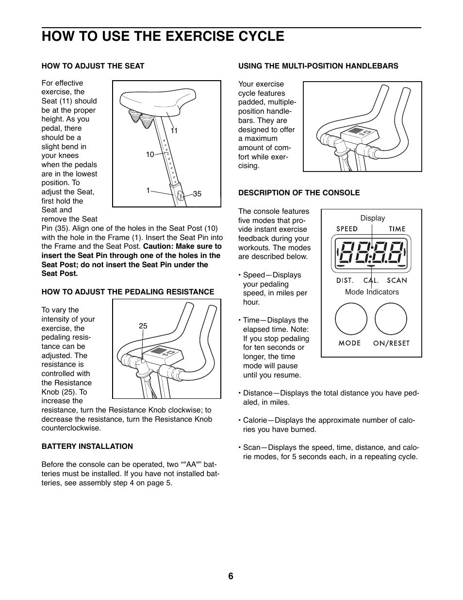 How to use the exercise cycle | ProForm 831.288221 User Manual | Page 6 / 12