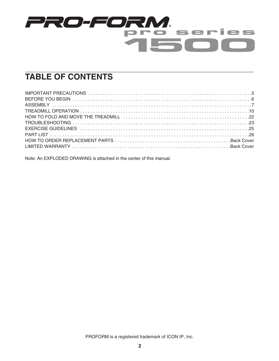 ProForm PFTL94105.0 User Manual | Page 2 / 30
