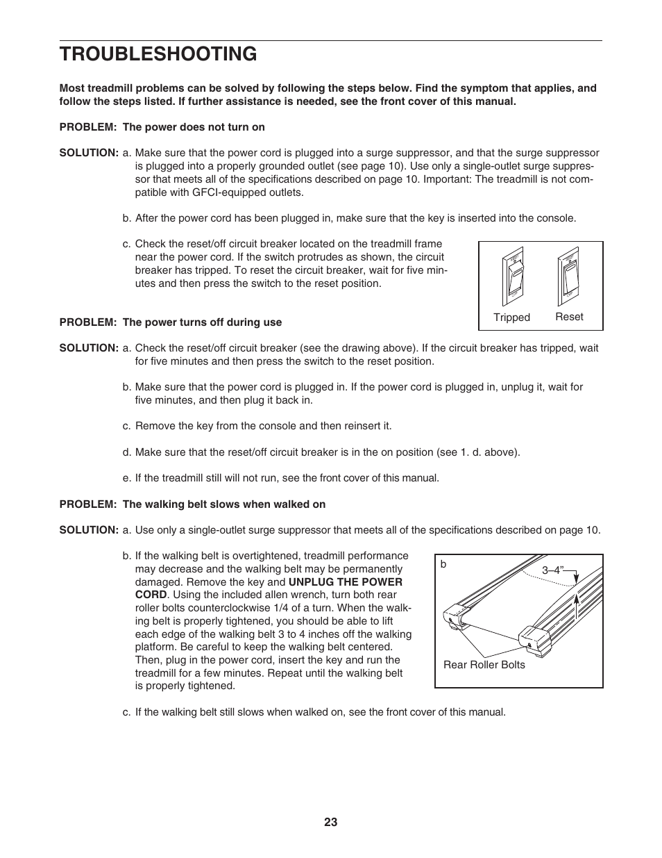 Troubleshooting | ProForm PFTL94105.0 User Manual | Page 23 / 30