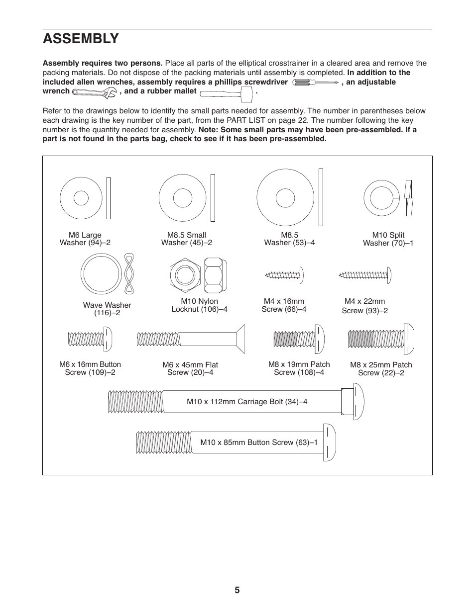 Assembly | ProForm PFEL54932 User Manual | Page 5 / 24