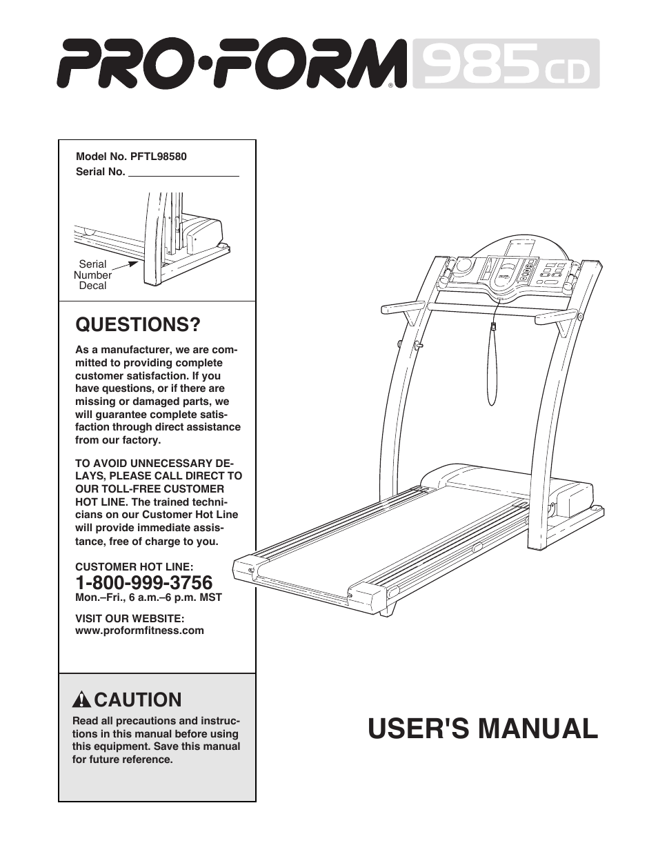 ProForm PFTL98580 User Manual | 22 pages