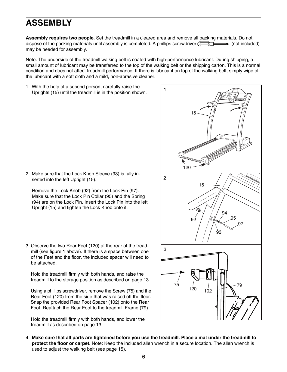 Assembly | ProForm PFTL98580 User Manual | Page 6 / 22