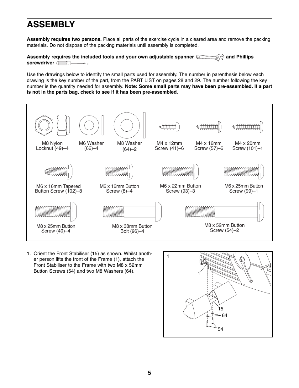 Assembly | ProForm Interactive Ergometer PFEVEX62832 User Manual | Page 5 / 32