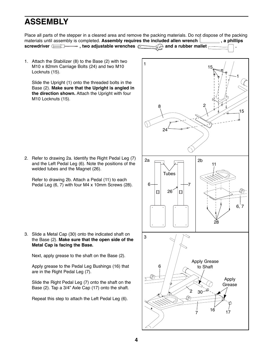 Assembly | ProForm 831.285820 User Manual | Page 4 / 12